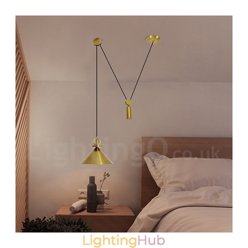 Pure Copper Modern Contemporary Nordic Style Rise and Fall Pendant Light Brass Ceiling Lamp