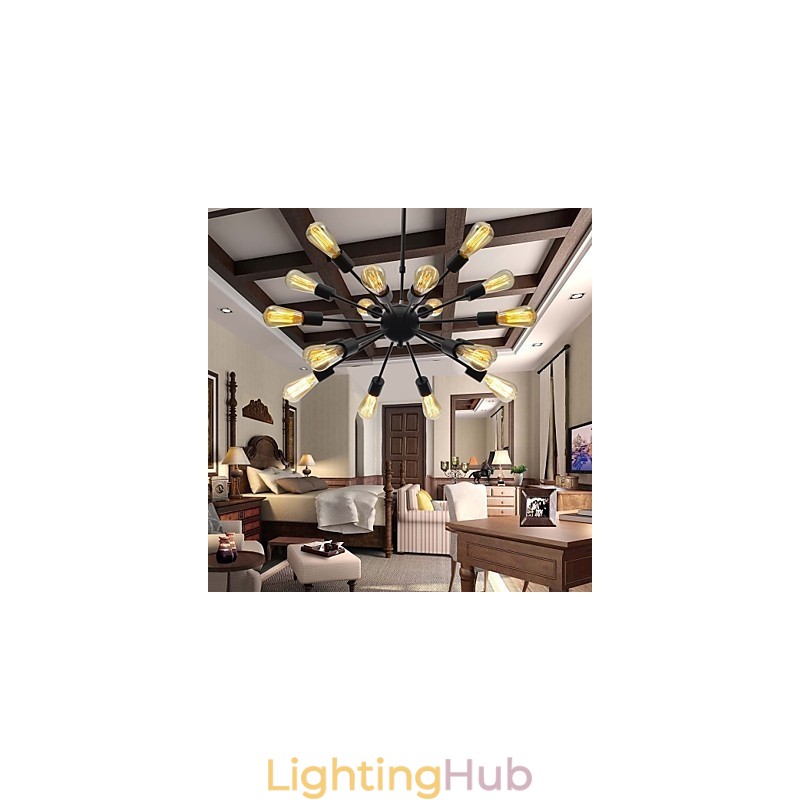 North American Style Minimalist Radial 18 Light Chandelier