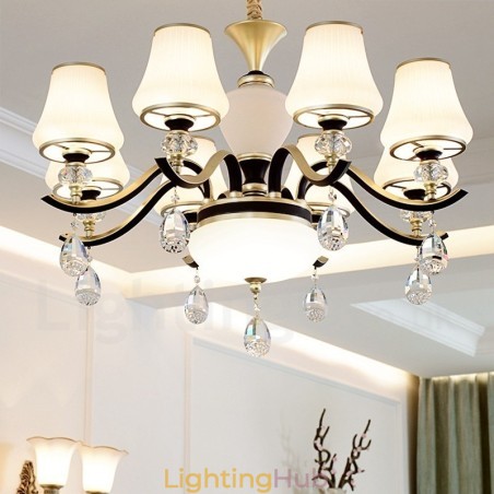 Modern Contemporary Retro Luxury Crystal Pendant Lamp Chandelier with Glass Shade Modern Contemporary Retro Luxury Crystal Pendant Lamp Chandelier with Glass Shade