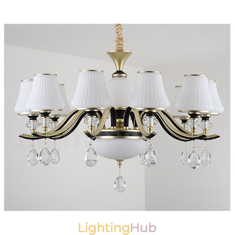 Modern Contemporary Retro Luxury Crystal Pendant Lamp Chandelier with Glass Shade