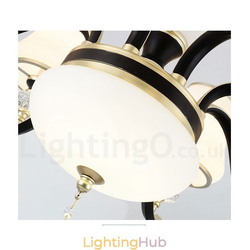 Modern Contemporary Retro Luxury Crystal Pendant Lamp Chandelier with Glass Shade