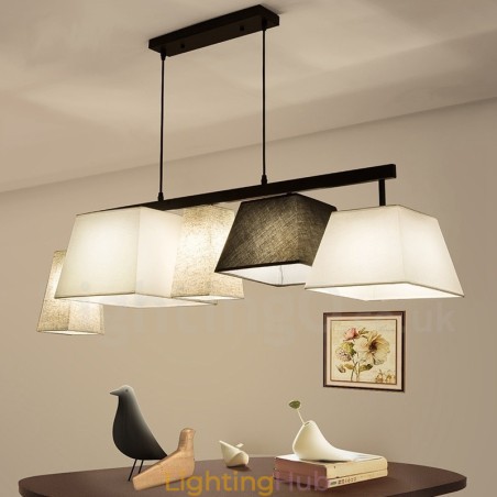 Modern Contemporary 5 Light Steel Pendant Light with Fabric Shade Modern Contemporary 5 Light Steel Pendant Light with Fabric Shade