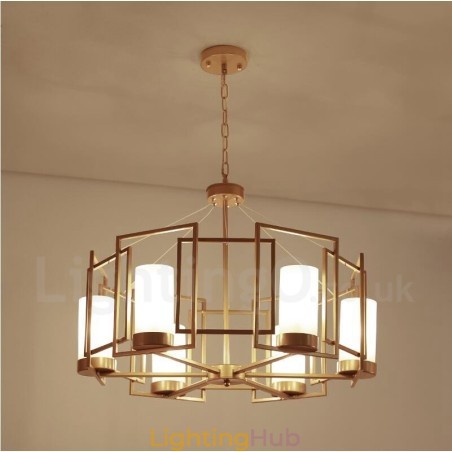 Modern Contemporary 6 Light Brass Pendant Light with Glass Shade Modern Contemporary 6 Light Brass Pendant Light with Glass Shade