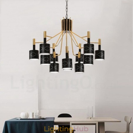 Modern Contemporary 12 Light Steel Chandelier with Steel Shade Modern Contemporary 12 Light Steel Chandelier with Steel Shade