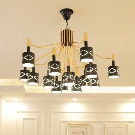 Modern Contemporary 15 Light Steel Chandelier with Steel Shade Modern Contemporary 15 Light Steel Chandelier with Steel Shade