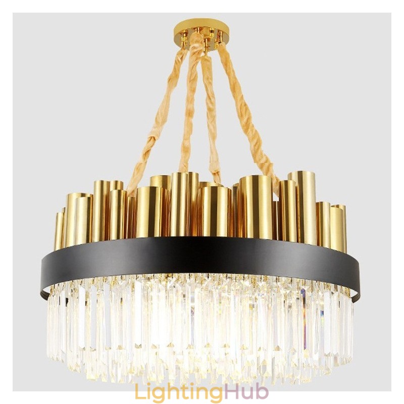Modern Contemporary 16 Light Steel Pendant Light with Crystal Shade