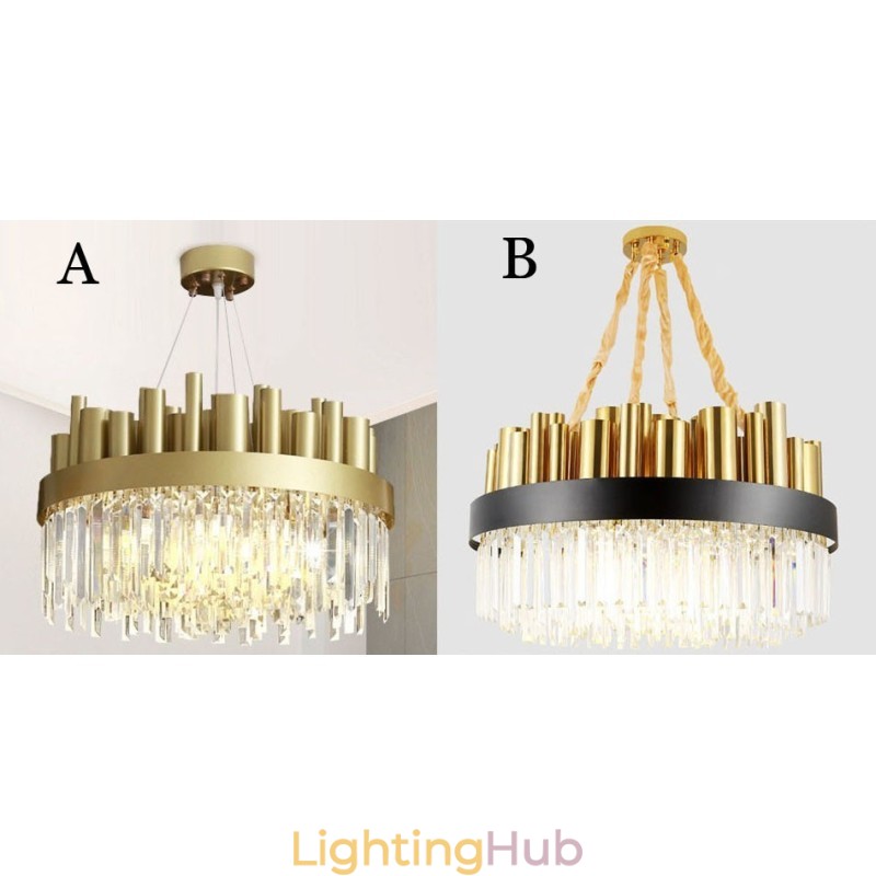 Modern Contemporary 16 Light Steel Pendant Light with Crystal Shade