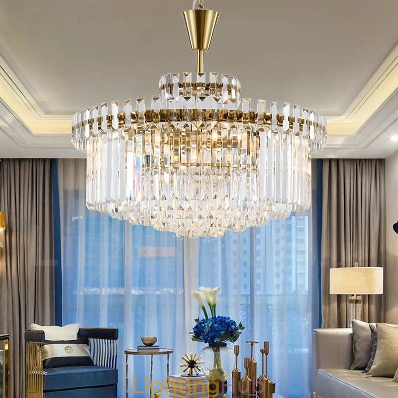 Modern Contemporary 9 Light Steel Pendant Light with Crystal Shade