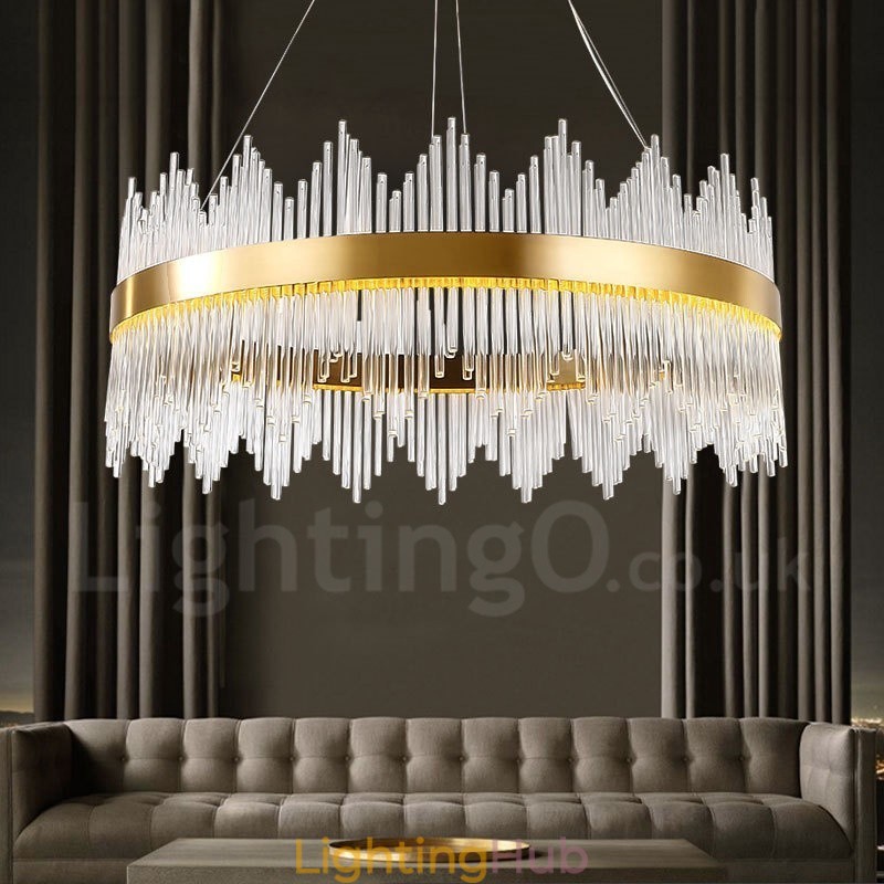 Modern Contemporary Light Steel Pendant Light with Glass Shade