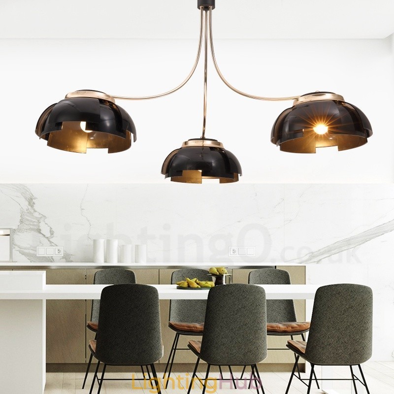 Modern Contemporary 3 Light Steel Chandelier with Acrylic Shade