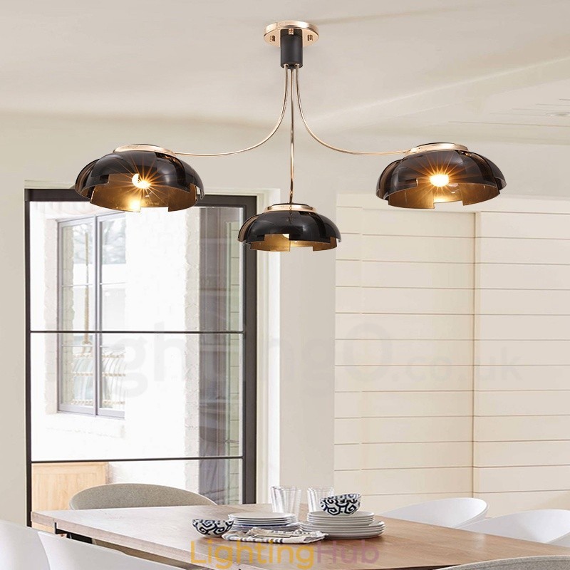 Modern Contemporary 3 Light Steel Chandelier with Acrylic Shade
