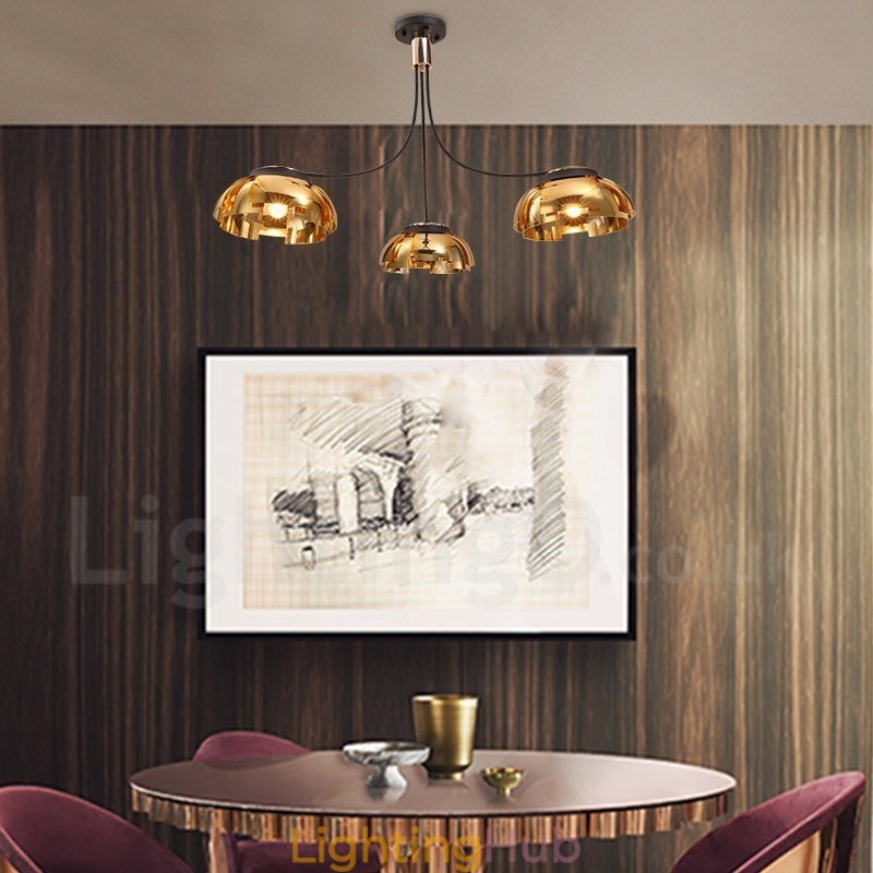 Modern Contemporary 3 Light Steel Chandelier with Acrylic Shade