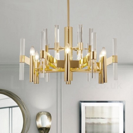 Modern Contemporary 8 Light Metal Chandelier with Crystal Shade Modern Contemporary 8 Light Metal Chandelier with Crystal Shade