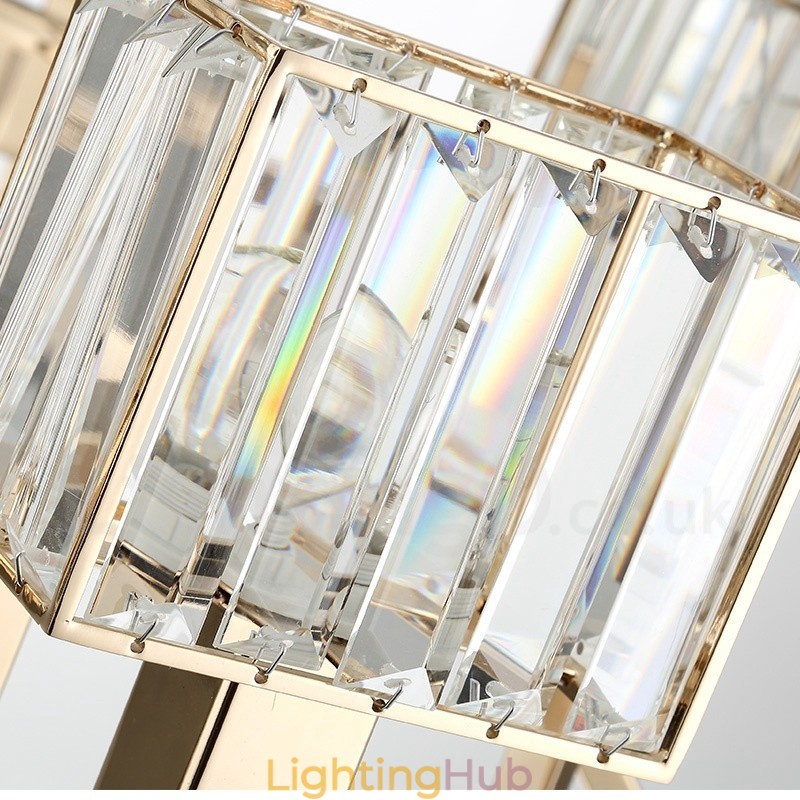 Modern Contemporary 10 Light Steel Pendant Light with Crystal Shade