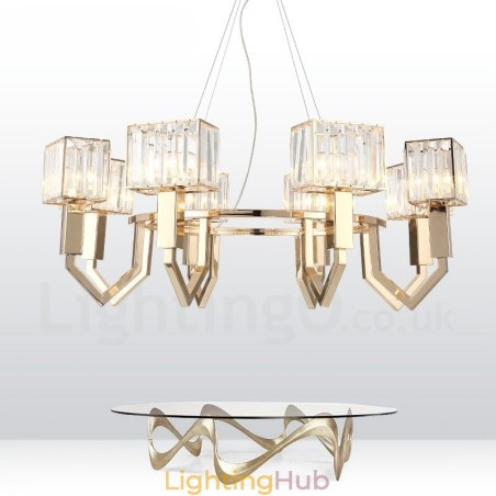 Modern Contemporary 8 Light Steel Pendant Light with Crystal Shade Modern Contemporary 8 Light Steel Pendant Light with Crystal Shade