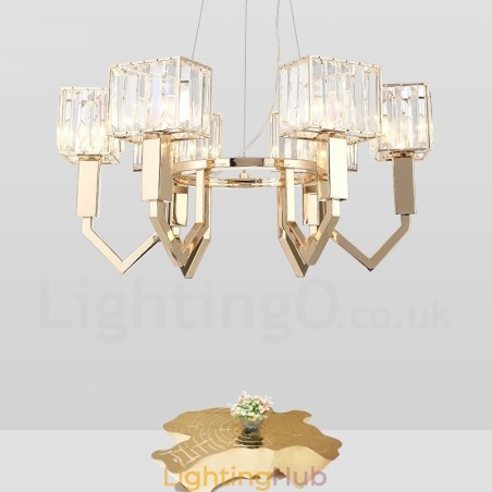 Modern Contemporary 6 Light Steel Pendant Light with Crystal Shade Modern Contemporary 6 Light Steel Pendant Light with Crystal Shade