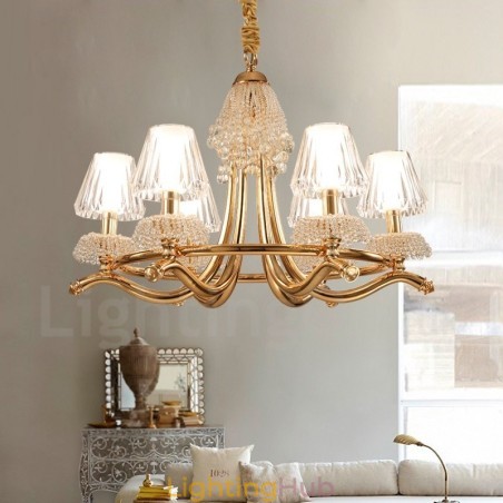 Modern Contemporary 6 Light Crystal Steel Chandelier with Acrylic Shade Modern Contemporary 6 Light Crystal Steel Chandelier with Acrylic Shade