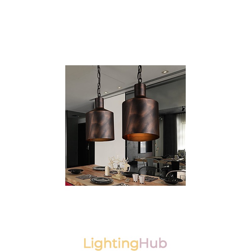 Chandelier Rustic Lodge Drum Metal Pendant Light