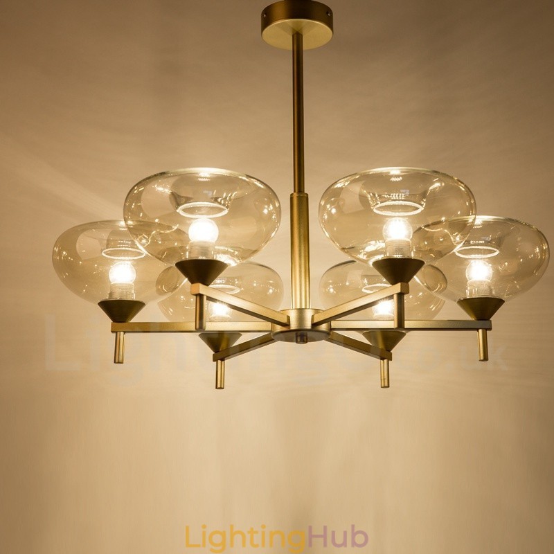 Modern Contemporary 6 Light Aluminum Alloy Chandelier with Glass Shade