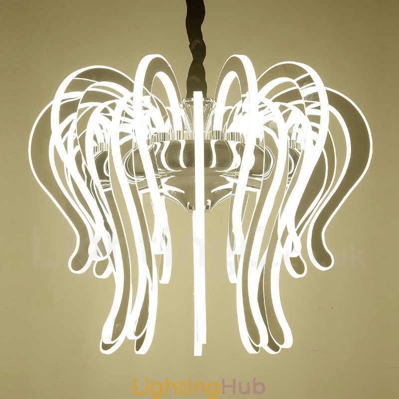 Modern Contemporary 20 Light Steel Chandelier with Acrylic Shade