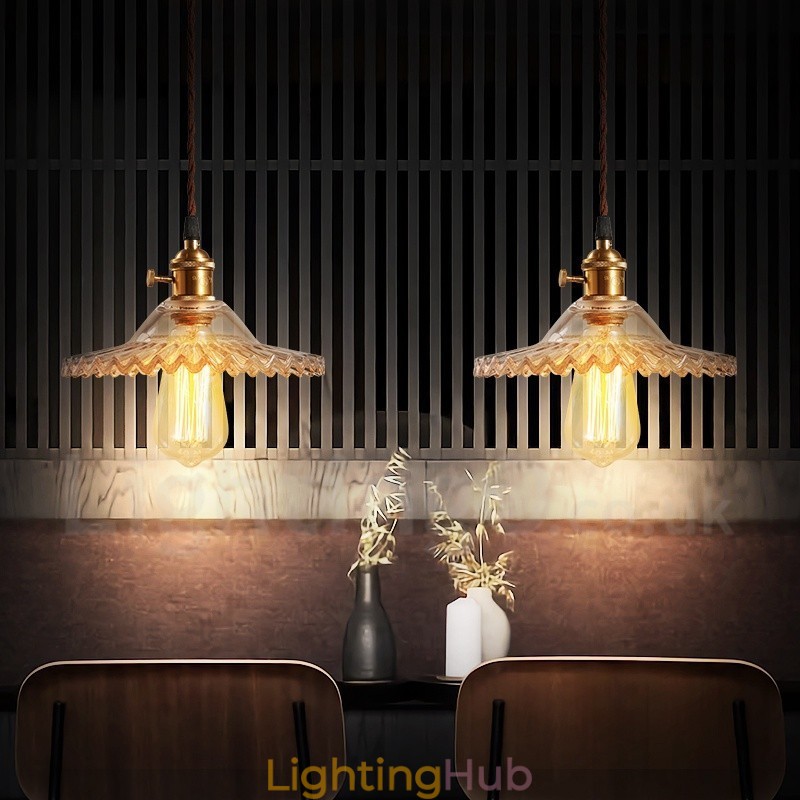 Rustic Lodge Retro 1 Light Steel Pendant Light with Glass Shade