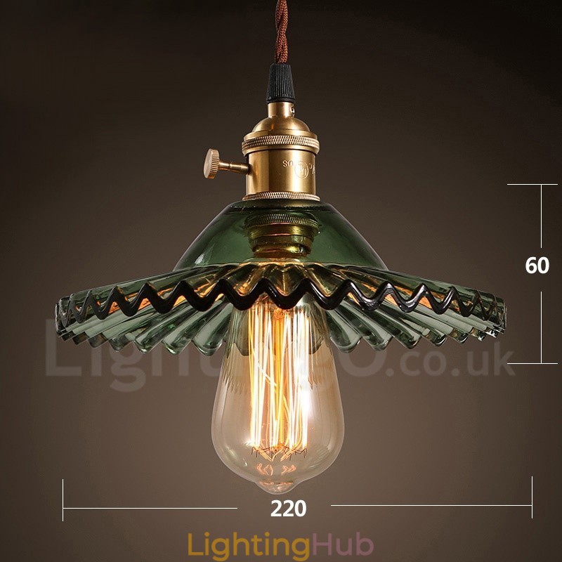 Rustic Lodge Retro 1 Light Steel Pendant Light with Glass Shade