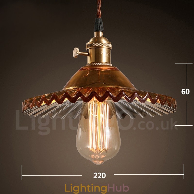 Rustic Lodge Retro 1 Light Steel Pendant Light with Glass Shade