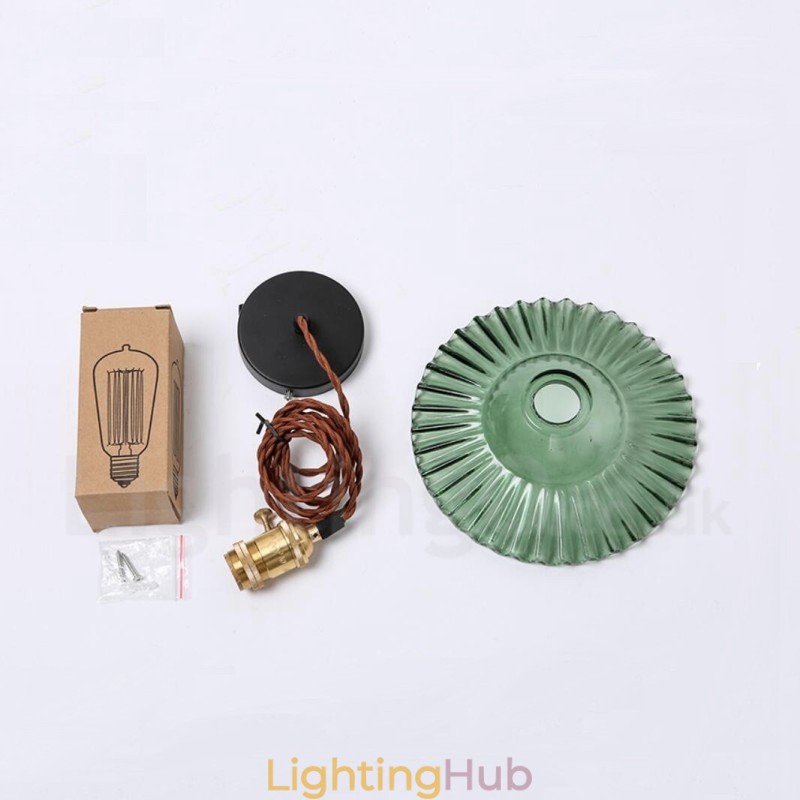 Rustic Lodge Retro 1 Light Steel Pendant Light with Glass Shade
