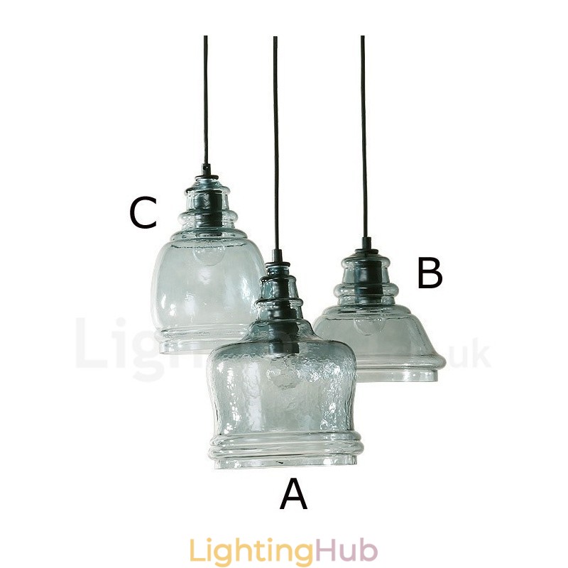 Modern Contemporary 1 Light Steel Pendant Light with Glass Shade