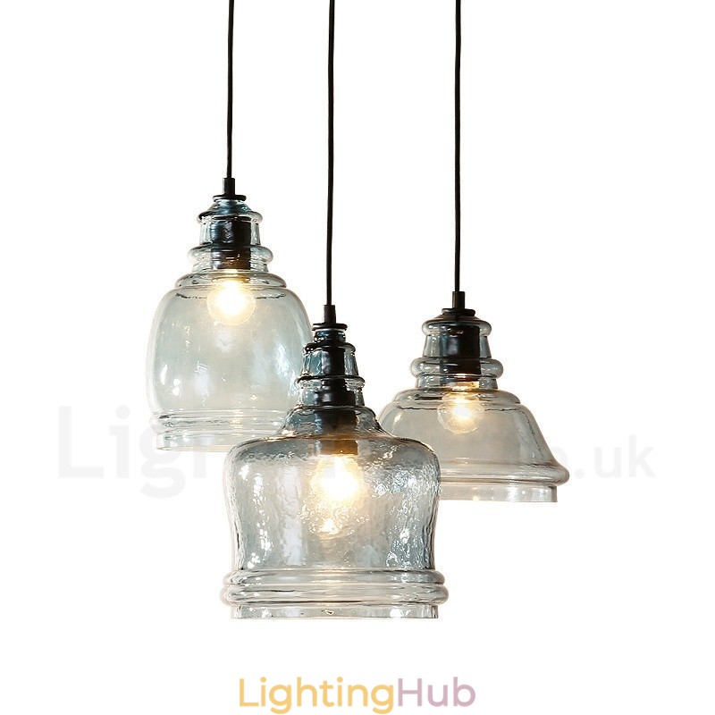 Modern Contemporary 1 Light Steel Pendant Light with Glass Shade
