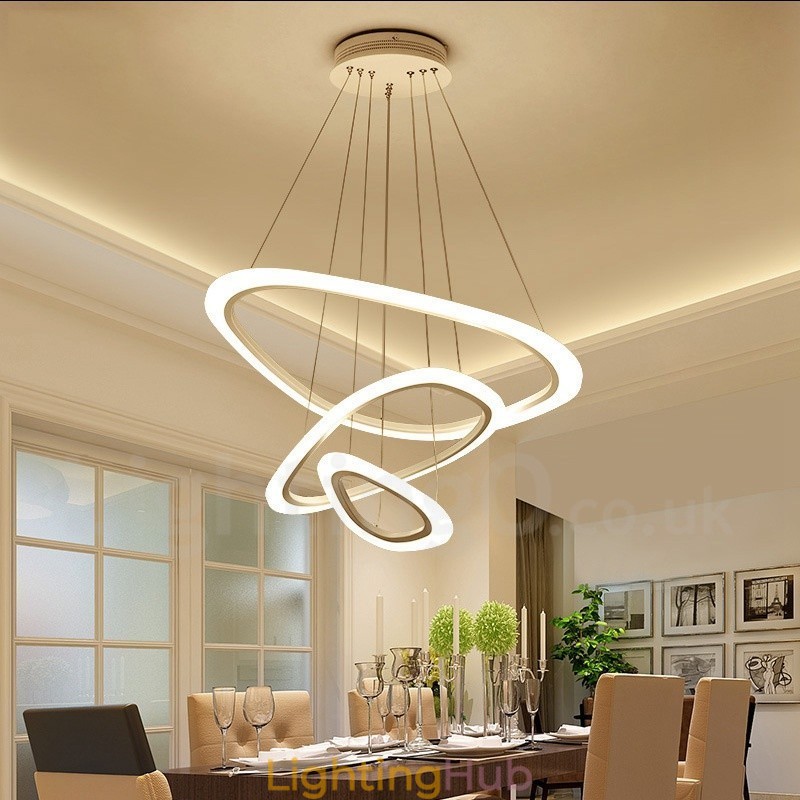 Dimmable With Remote Control Modern Contemporary 3 Light Aluminum Alloy Pendant Light with Acrylic Shade
