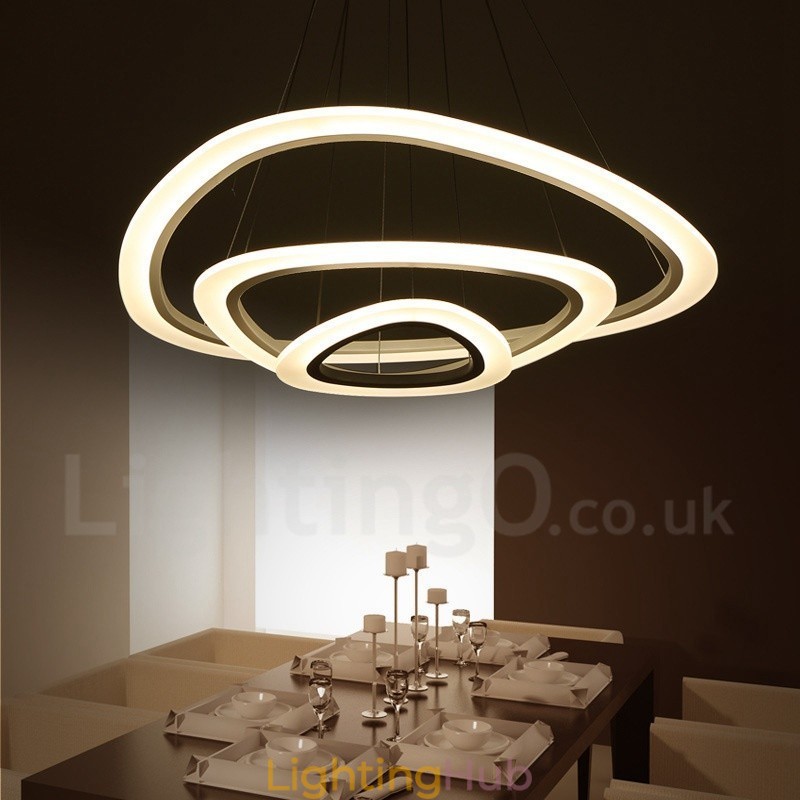 Dimmable With Remote Control Modern Contemporary 3 Light Aluminum Alloy Pendant Light with Acrylic Shade