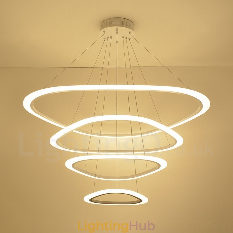 Dimmable With Remote Control Modern Contemporary 4 Light Aluminum Alloy Pendant Light with Acrylic Shade