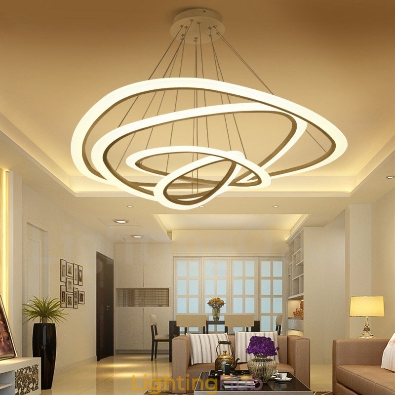 Dimmable With Remote Control Modern Contemporary 4 Light Aluminum Alloy Pendant Light with Acrylic Shade