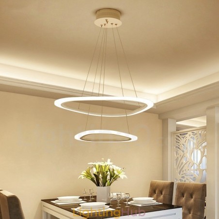 Dimmable With Remote Control Modern Contemporary 2 Rings Light Aluminum Alloy Pendant Light with Acrylic Shade Dimmable With Remote Control Modern Contemporary 2 Rings Light Aluminum Alloy Pendant Light with Acrylic Shade