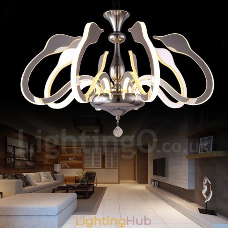 Dimmable Modern Contemporary 8 Light Steel Chandelier with Acrylic Shade Dimmable Modern Contemporary 8 Light Steel Chandelier with Acrylic Shade