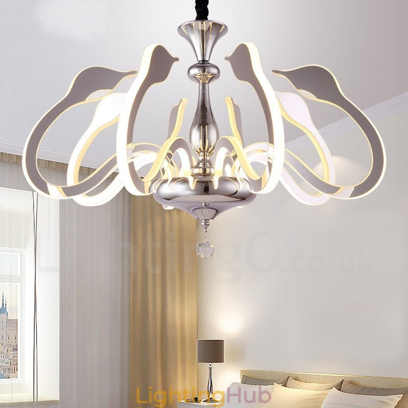 Dimmable Modern Contemporary 8 Light Steel Chandelier with Acrylic Shade