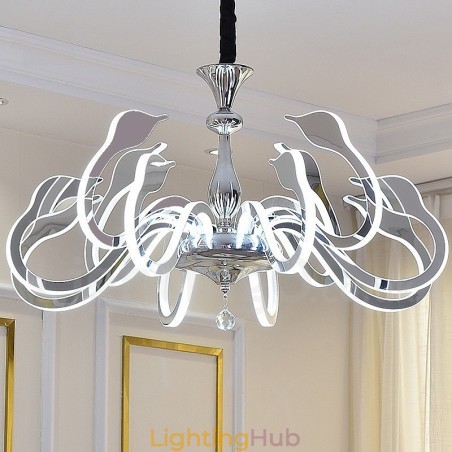 Dimmable Modern Contemporary 10 Light Steel Chandelier with Acrylic Shade Dimmable Modern Contemporary 10 Light Steel Chandelier with Acrylic Shade