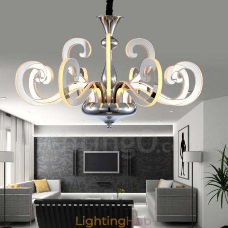 Dimmable Modern Contemporary 12 Light Steel Chandelier with Acrylic Shade Dimmable Modern Contemporary 12 Light Steel Chandelier with Acrylic Shade