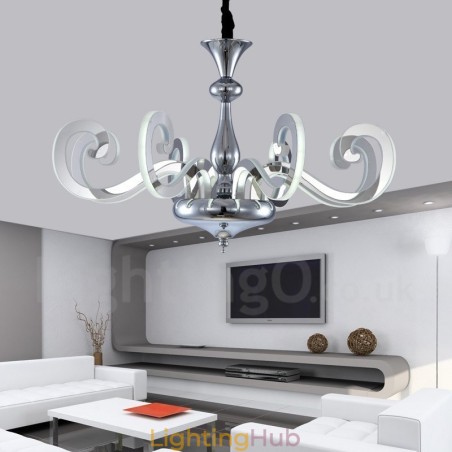 Dimmable Modern Contemporary 8 Light Steel Chandelier with Acrylic Shade