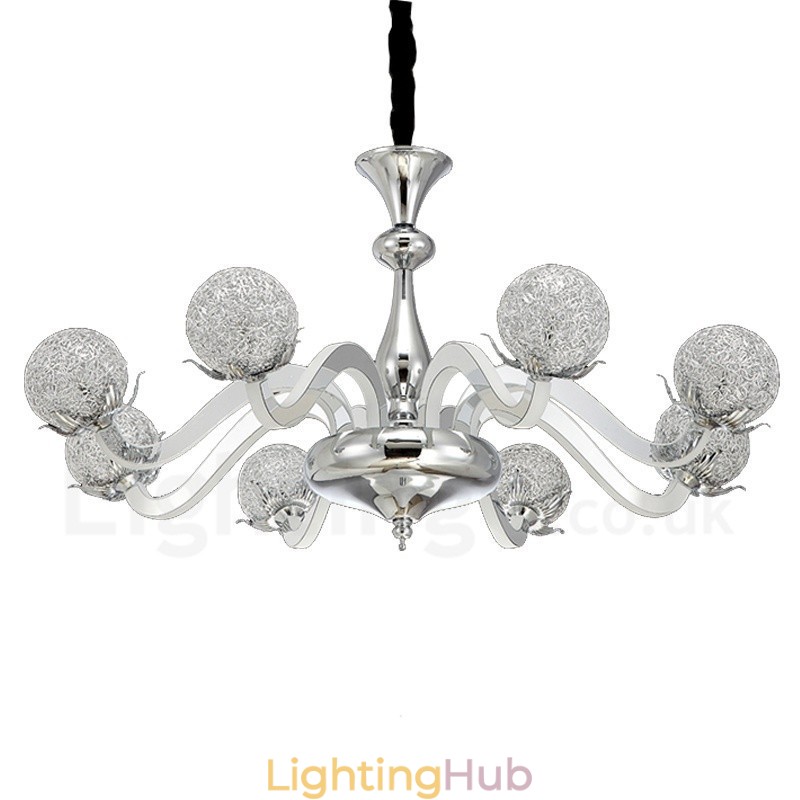Dimmable Modern Contemporary 8 Light Steel Chandelier with Aluminum Alloy Shade