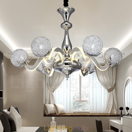 Dimmable Modern Contemporary 6 Light Steel Chandelier with Aluminum Alloy Shade Dimmable Modern Contemporary 6 Light Steel Chandelier with Aluminum Alloy Shade
