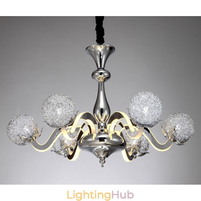 Dimmable Modern Contemporary 6 Light Steel Chandelier with Aluminum Alloy Shade