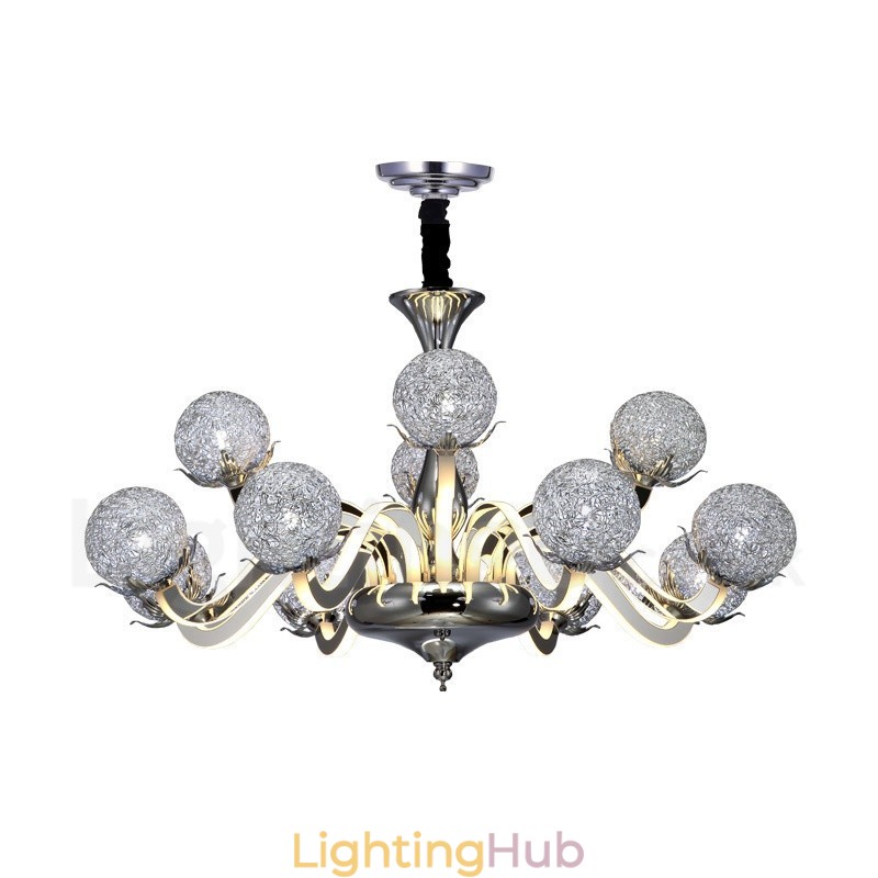 Dimmable Modern Contemporary 12 Light Steel Chandelier with Aluminum Alloy Shade