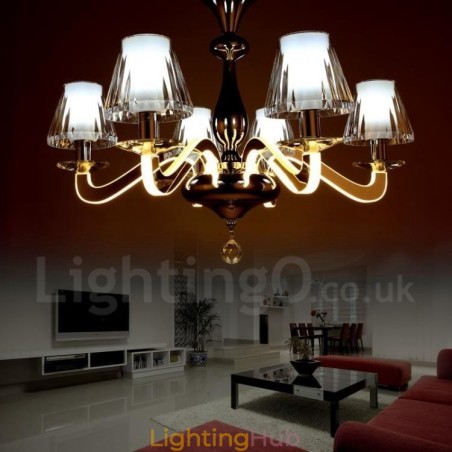Dimmable Modern Contemporary 6 Light Steel Chandelier with Glass Shade Dimmable Modern Contemporary 6 Light Steel Chandelier with Glass Shade