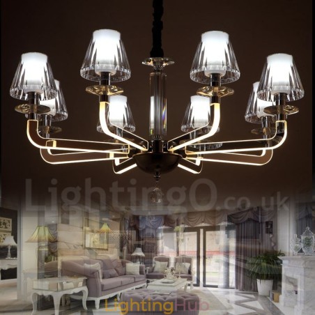 Dimmable Modern Contemporary 8 Light Crystal Chandelier with Glass Shade Dimmable Modern Contemporary 8 Light Crystal Chandelier with Glass Shade