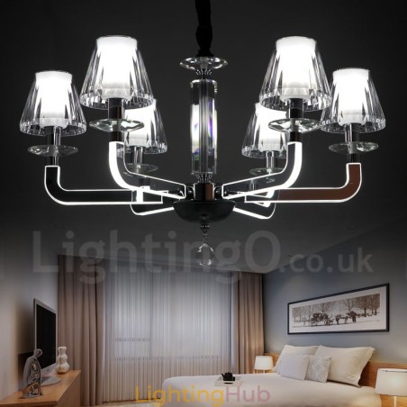 Dimmable Modern Contemporary 6 Light Crystal Chandelier with Glass Shade Dimmable Modern Contemporary 6 Light Crystal Chandelier with Glass Shade