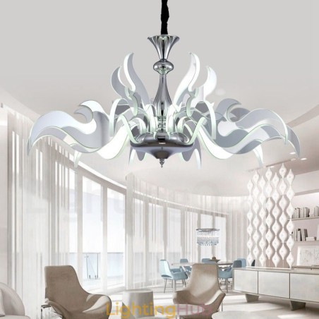 Dimmable Modern Contemporary 15 Light Steel Chandelier with Acrylic Shade Dimmable Modern Contemporary 15 Light Steel Chandelier with Acrylic Shade