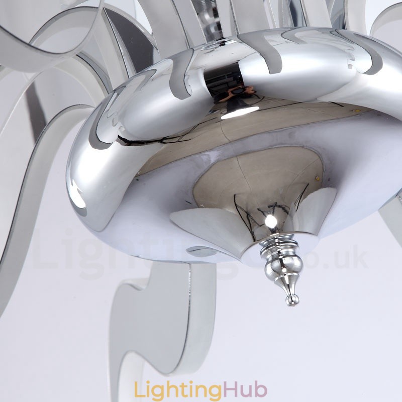 Dimmable Modern Contemporary 12 Light Steel Chandelier with Acrylic Shade