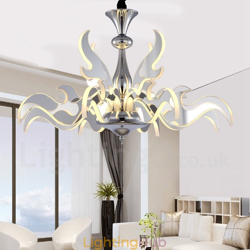 Dimmable Modern Contemporary 12 Light Steel Chandelier with Acrylic Shade